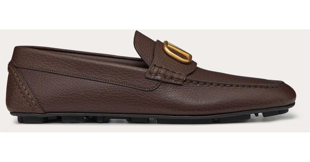 Valentino Garavani Vlogo Elk-print Calfskin Driving Shoe in Brown for Men |  Lyst