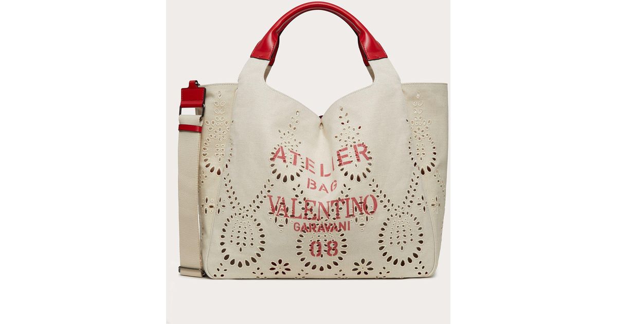Valentino Garavani Großer Shopper Atelier Bag 08 San Gallo Edition Aus  Canvas in Natur - Lyst