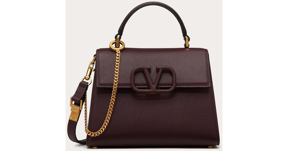 Valentino Garavani Small Vsling Grainy Calfskin Handbag in Brown