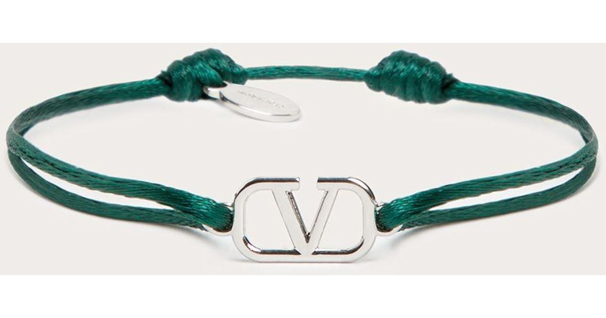 Valentino Garavani Synthetic Vlogo Signature Cotton Bracelet in Green for Men Lyst