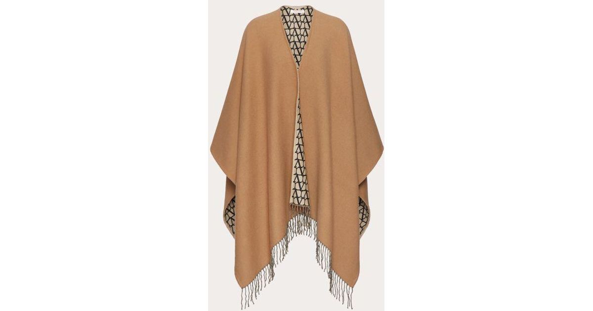 Valentino Garavani Double Toile Iconographe Poncho In Wool, Silk