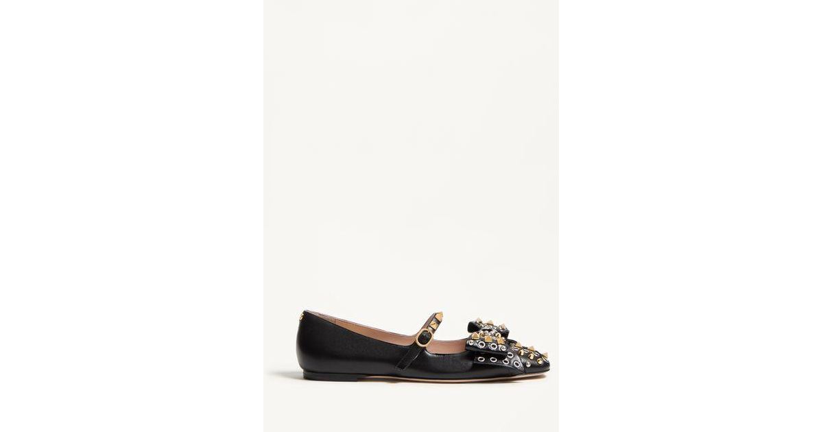 【VALENTINO】キッドスキン スリングバックバレリーナ ベージュ Valentino Garavani ボウワウ スタッズ キッドスキン メリー