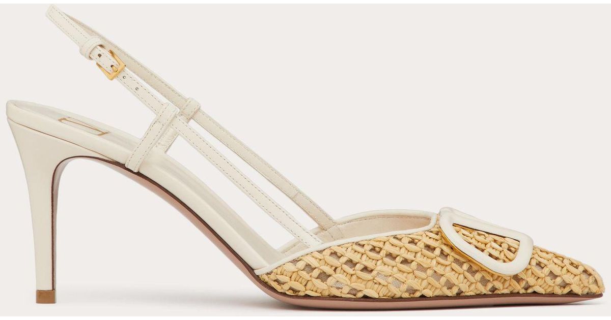 サンダル・ミュール VALENTINO Embroidered raffia VLogo Signature pumps Valentino Garavani Embroidered Raffia Vlogo Signature Pumps