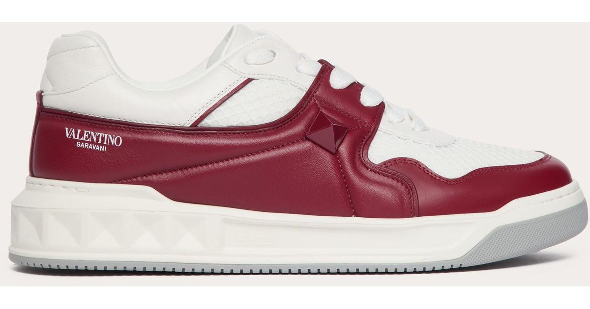 One Stud Sneaker Garavani Black Calfskin White Fabric