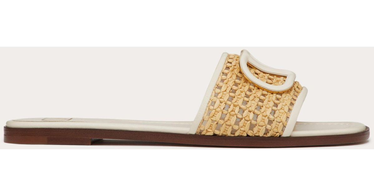 VLogo Signature raffia slide Sandals