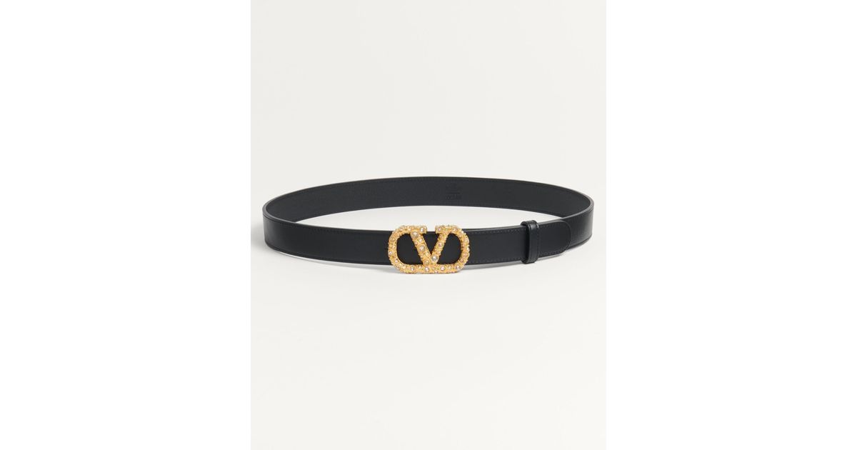 Valentino Garavani VLogo Signature 30MM White Calfskin Gold Buckle