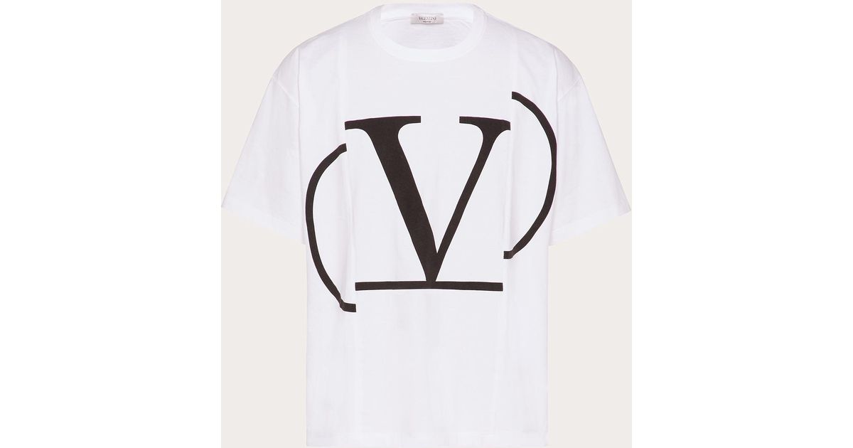 Valentino Cotton Vltn Print T-shirt in White/ Black (White) for Men 