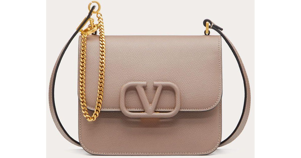 Valentino GHW Vsling Grainy Bag 2way Shoulder Bag Handbag Calfskin Leather  Pink
