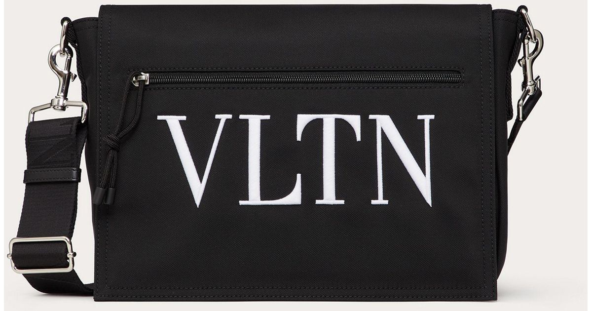 Valentino Garavani Synthetic Vltn Nylon Messenger Bag in Black/White
