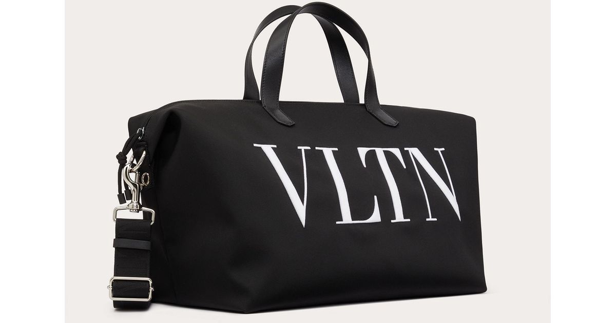 for Men Valentino Garavani Synthetic Vltn Nylon Travel Bag in Black/White Black Mens Bags Duffel bags and weekend bags 
