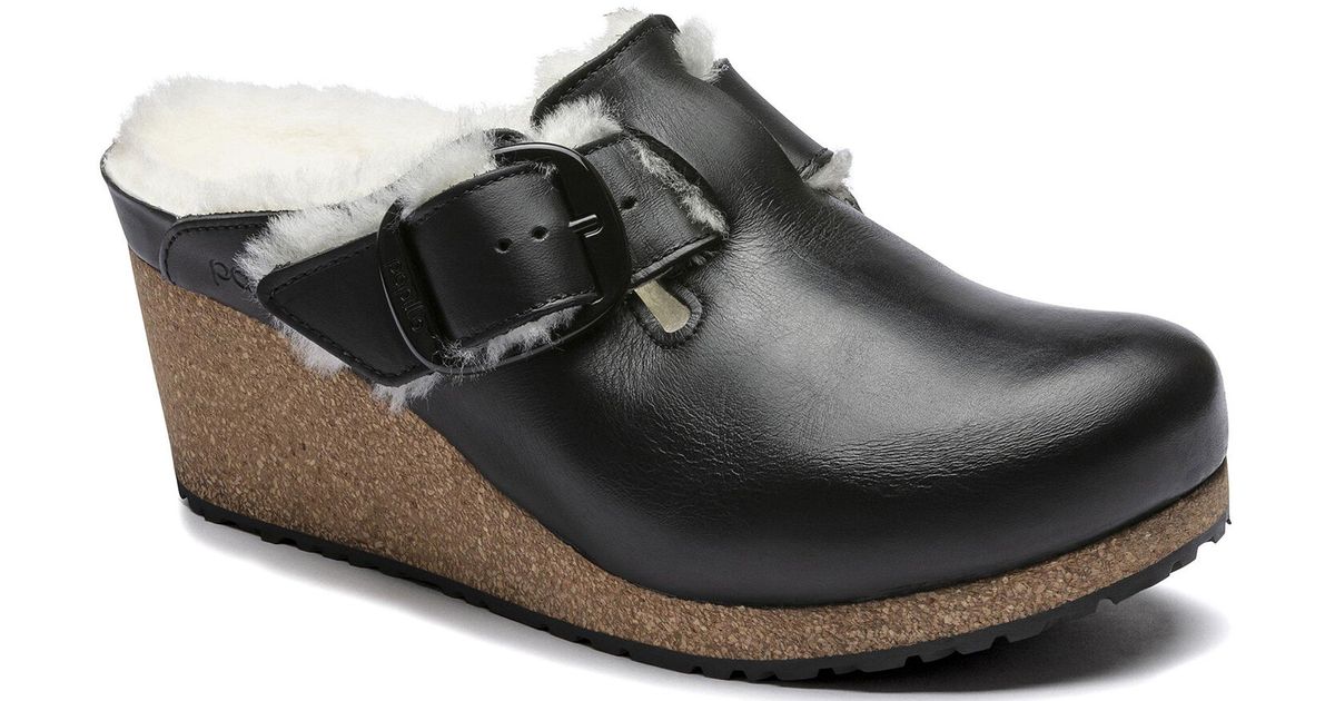 Birkenstock Fanny Big Buckle Leather Narrow in Black | Lyst