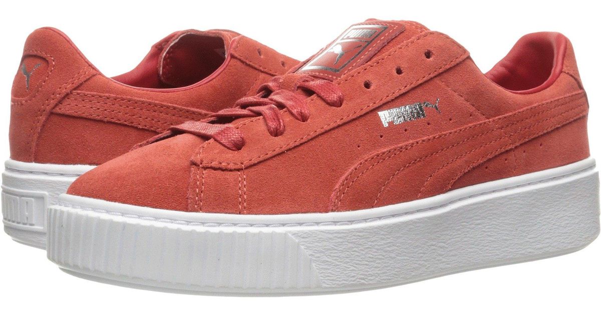 puma suede platform red