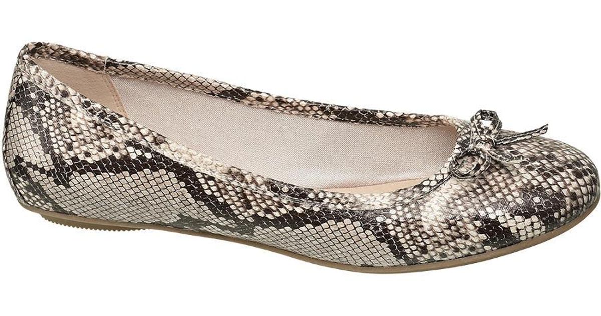 graceland Rubber Ballerina Slangenprint Strik in het Naturel - Lyst