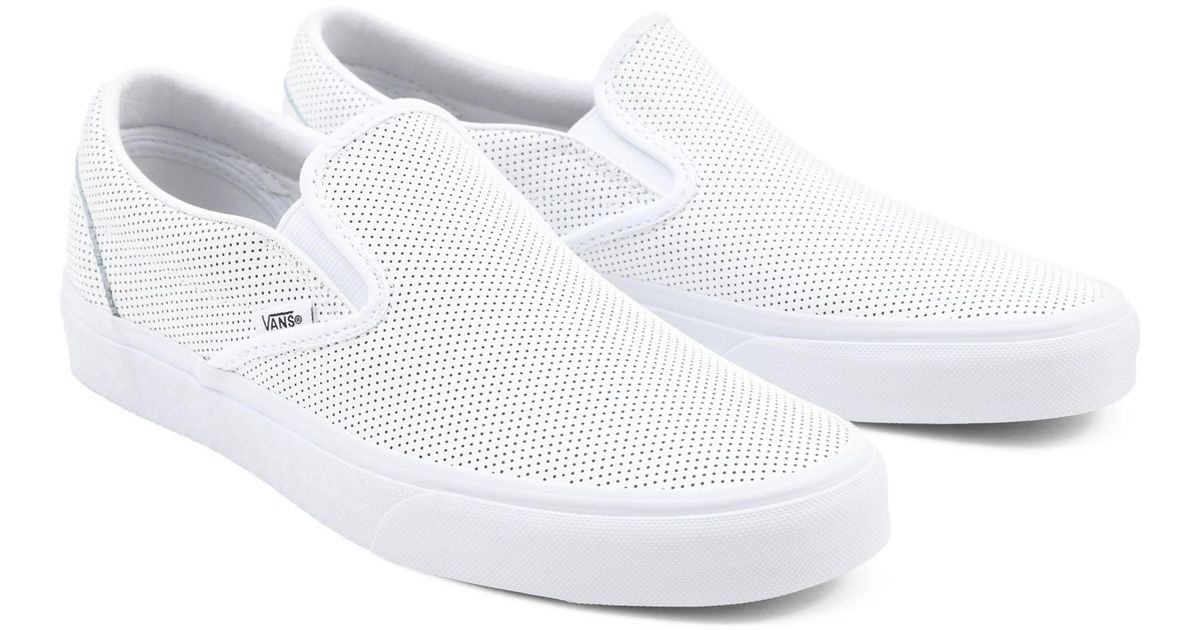 Vans Geperforeerde Leren Classic Slip-on Schoenen in het Wit | Lyst NL
