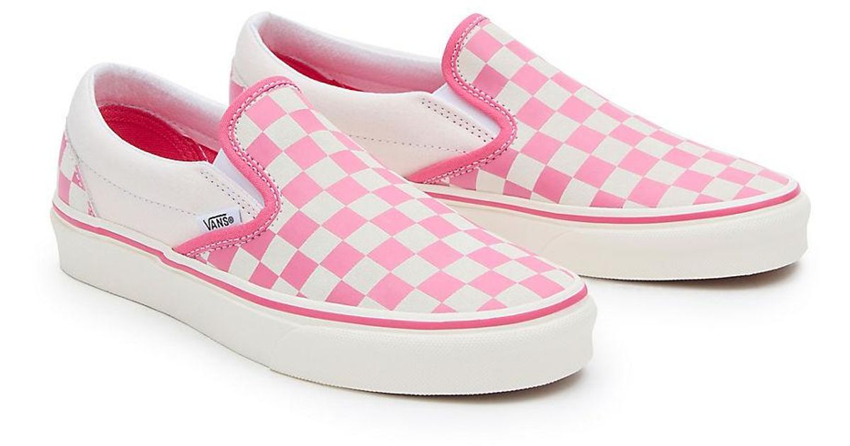 Slip on vans hot sale checkerboard pink