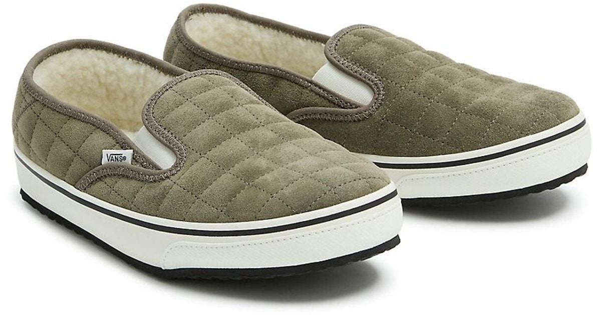 Vans olive green shop slip ons