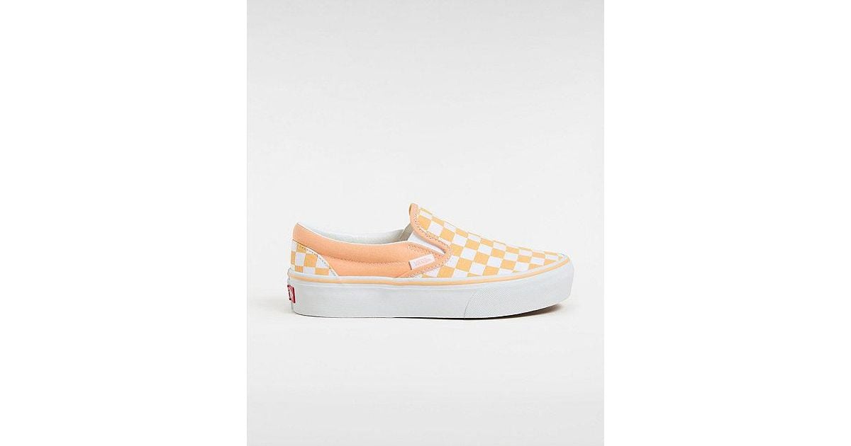 Vans Checkerboard Classic Slip On Platform Shoes Apricot in Orange Lyst UK