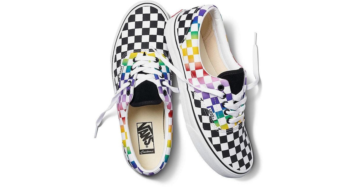 rainbow chequered vans