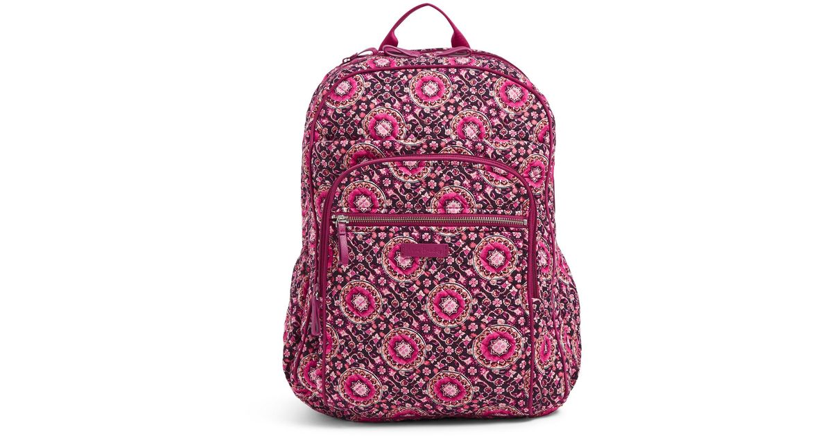 iconic campus backpack in raspberry medallion