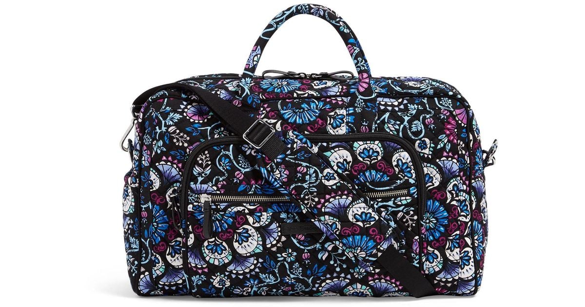 Vera Bradley Cotton Iconic Compact Weekender Travel Bag in Blue Lyst