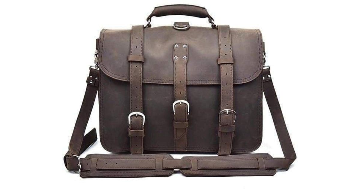 Steel Horse Leather The Gustav Large Capacity Vintage Leather Messenger