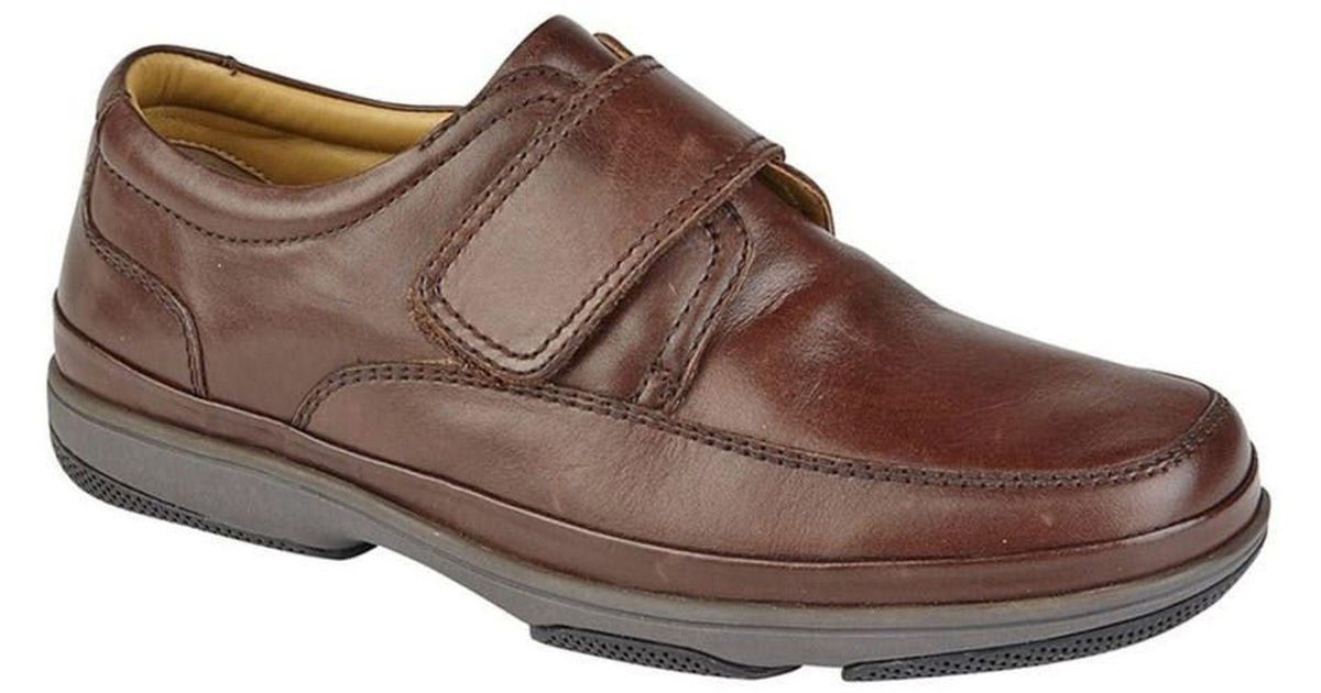 Roamers Leather Wide Fit Touch Fastening Casual Shoes in Brown for Men ...