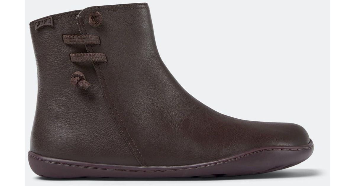Camper Peu Cami Leather Ankle Boot in Brown | Lyst