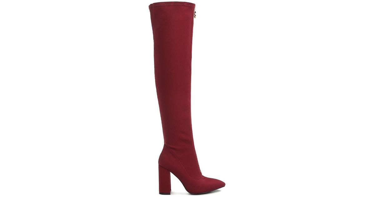 LONDON RAG Ronettes Knee High Stretch Long Boots in Red | Lyst