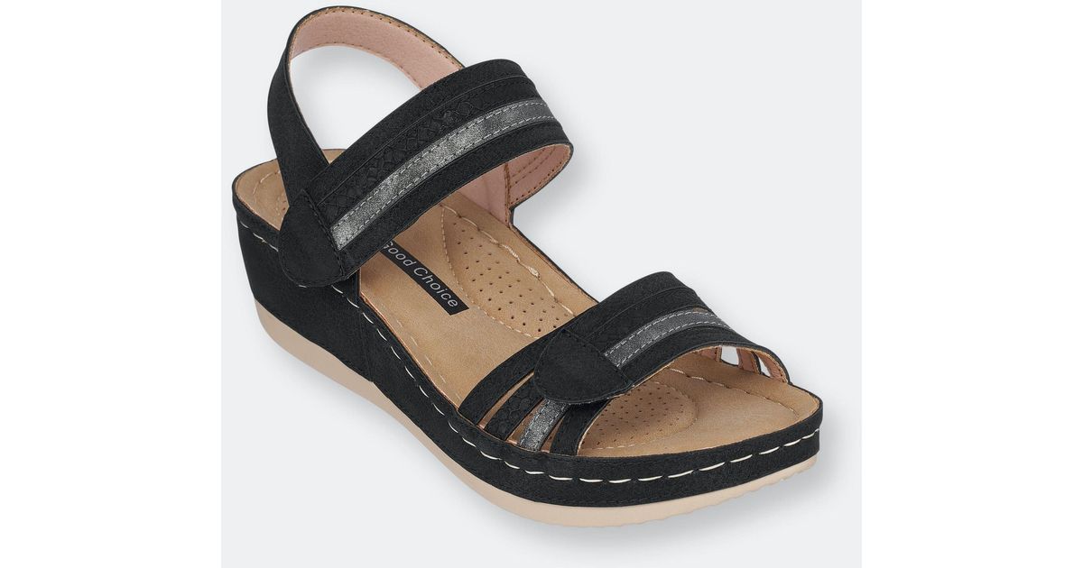 Gc Shoes Samar Black Wedge Sandals Lyst