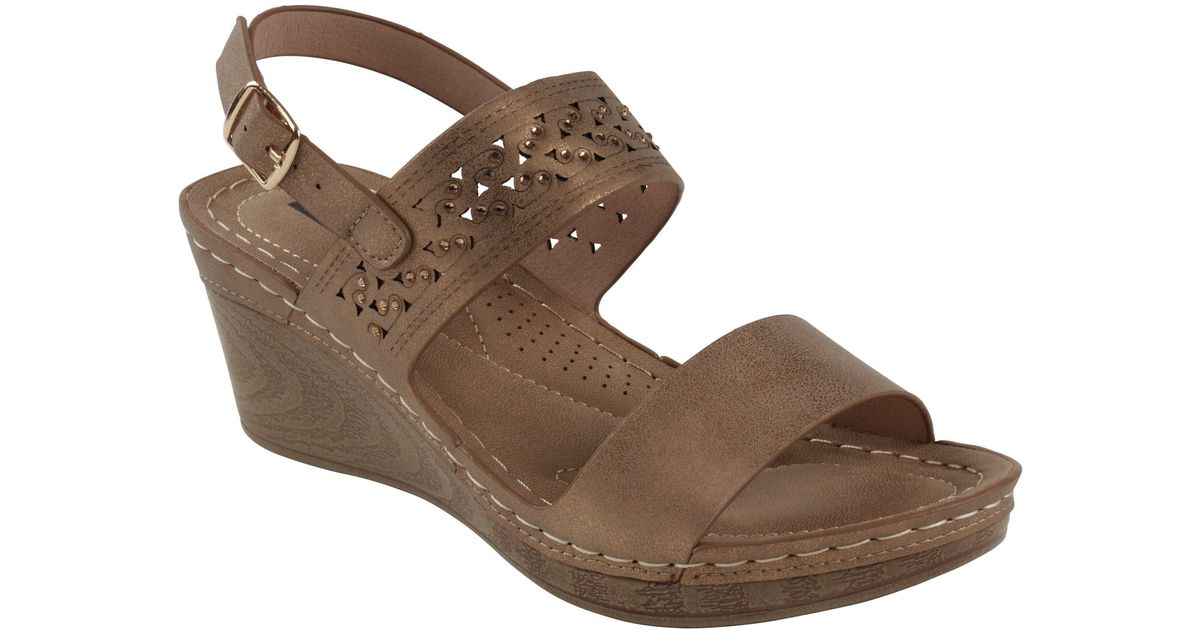 Gc Shoes Foley Bronze Wedge Sandal in Brown | Lyst