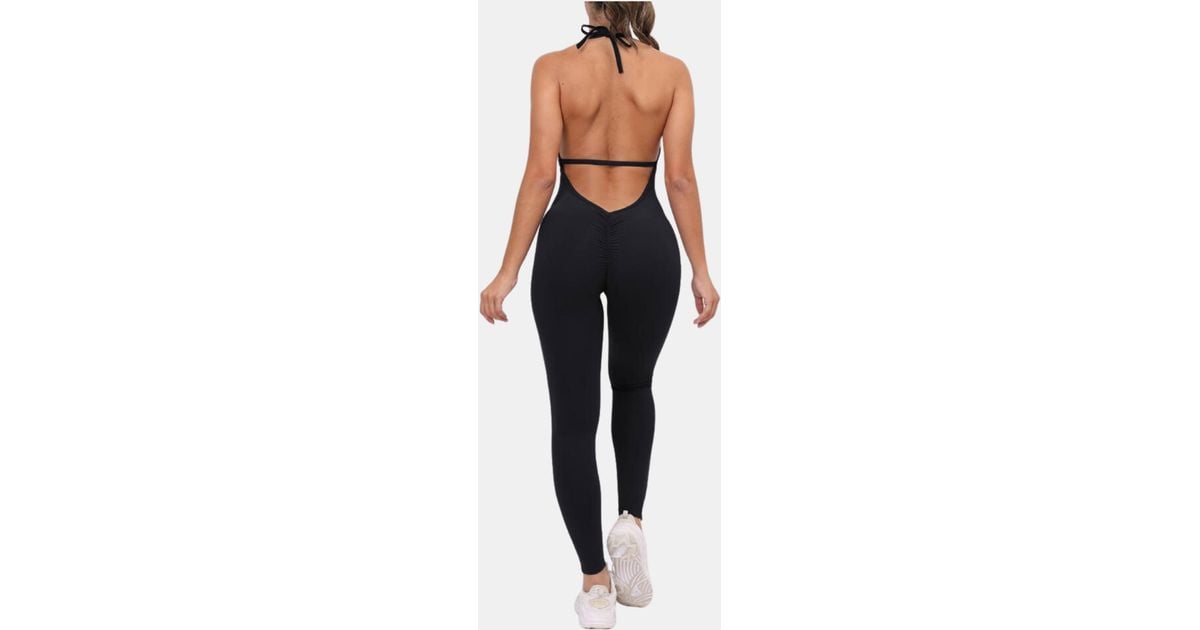 Vigor Romper Scrunch Butt Jumpsuit Yoga Deep V-neck Clothing Fitness  Backless Gym in White