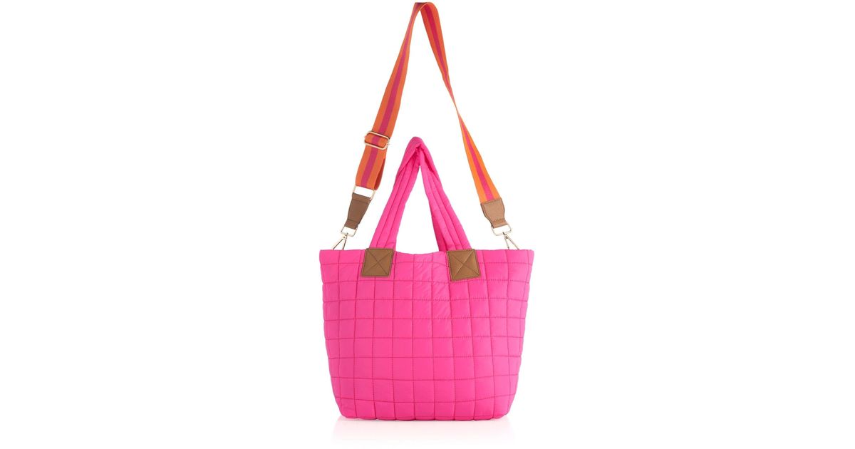 Shiraleah Ezra Quilted Nylon Tote in Pink | Lyst