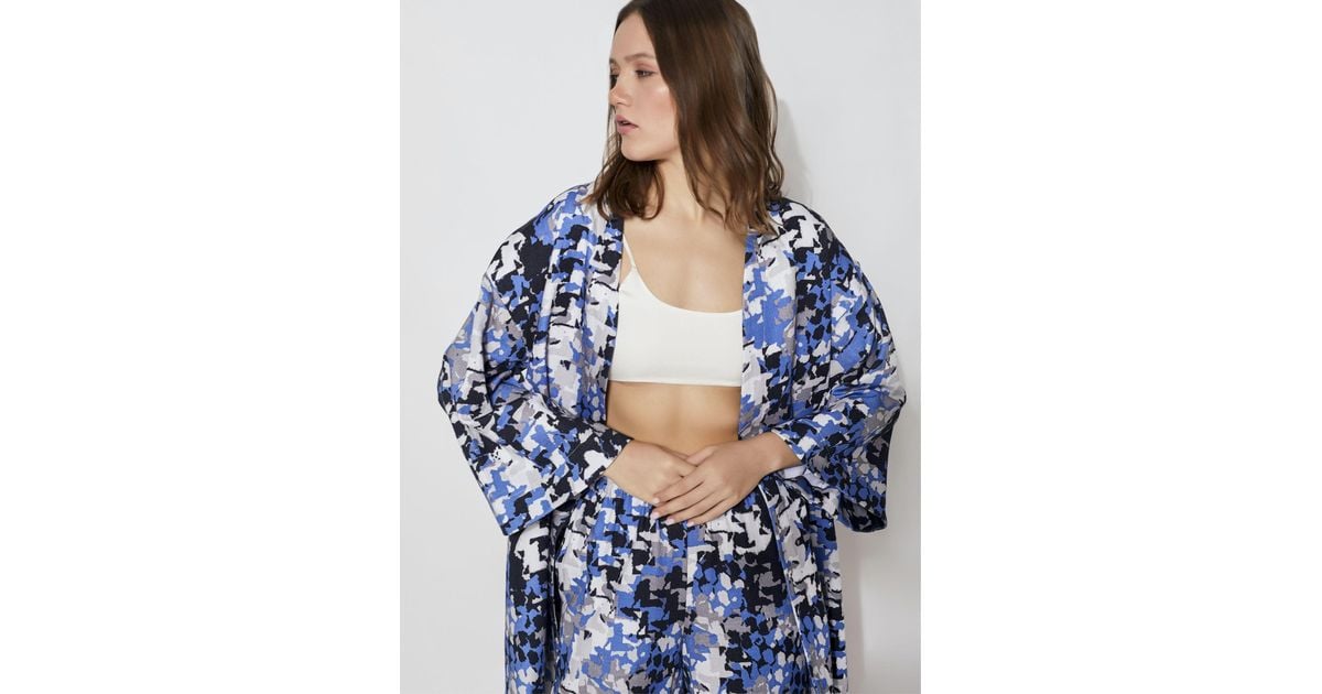 ANJUM KHAN Oasis Printed Kimono Robe in Blue | Lyst