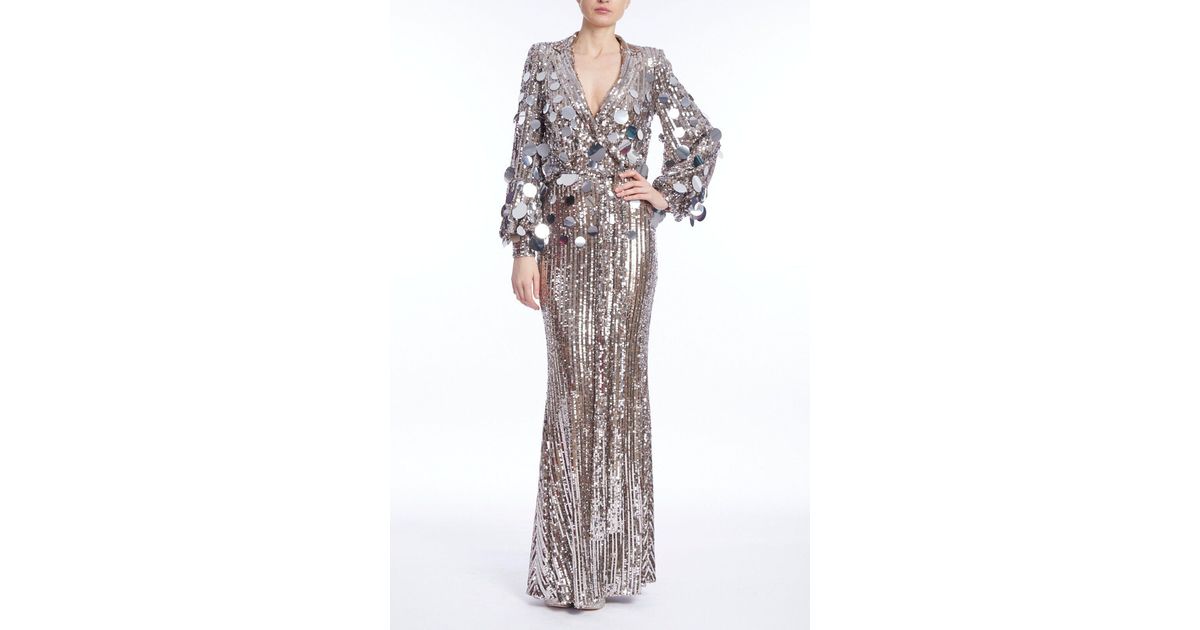 Badgley Mischka Amazing Paillette Wrap Bodice Gown | Lyst