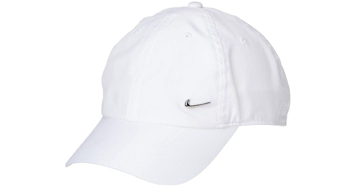 Nike Adult Metal Swoosh Cap in White | Lyst