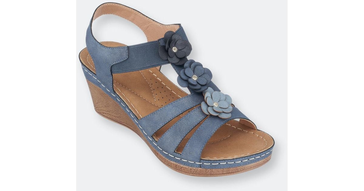 Gc Shoes Beck Navy Wedge Sandals in Blue | Lyst