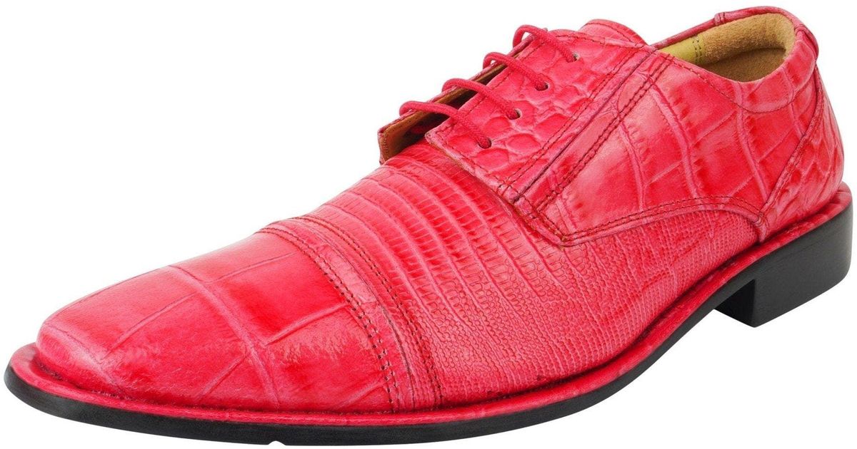 Boyka Leather Red and White Oxford Dress Shoes with Red Bottom