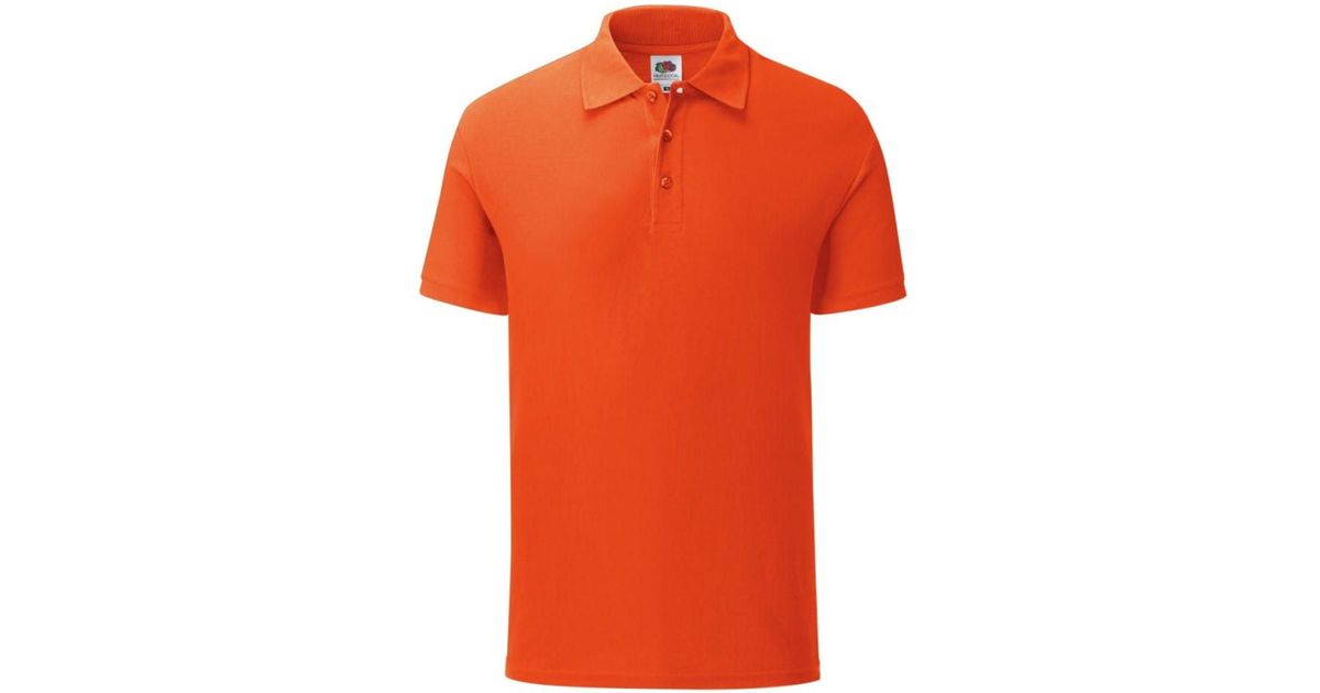 Fruit Of The Loom Iconic Polo Shirt in Orange for Men | Lyst