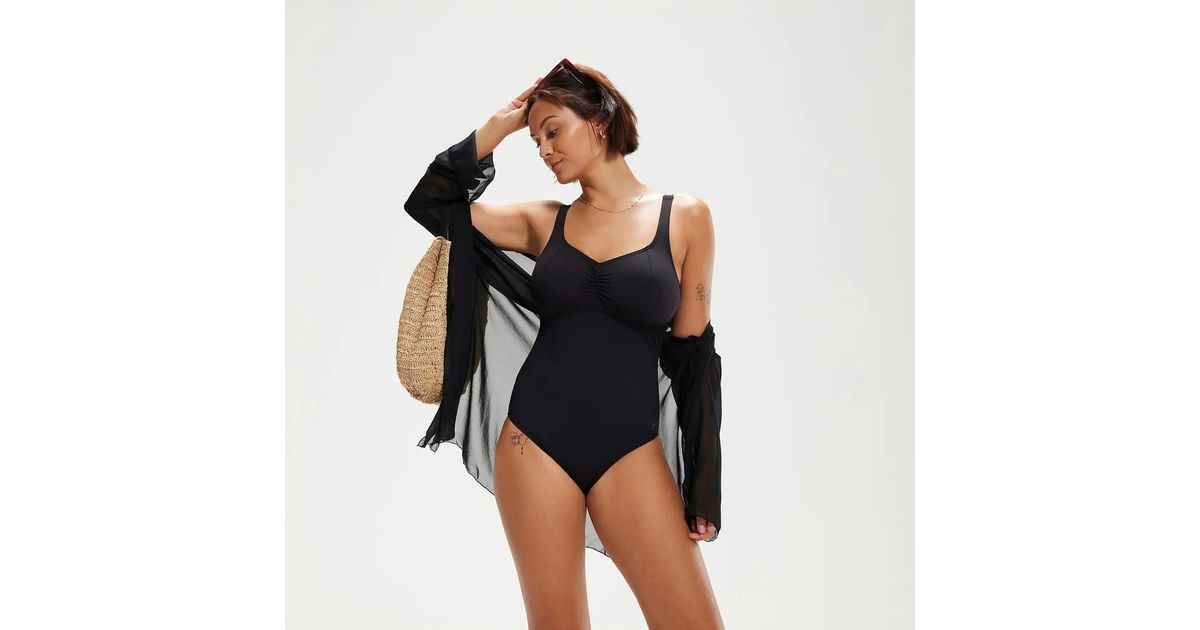 Speedo Aquanite Shaping One Piece Bathing Suit in Black Lyst