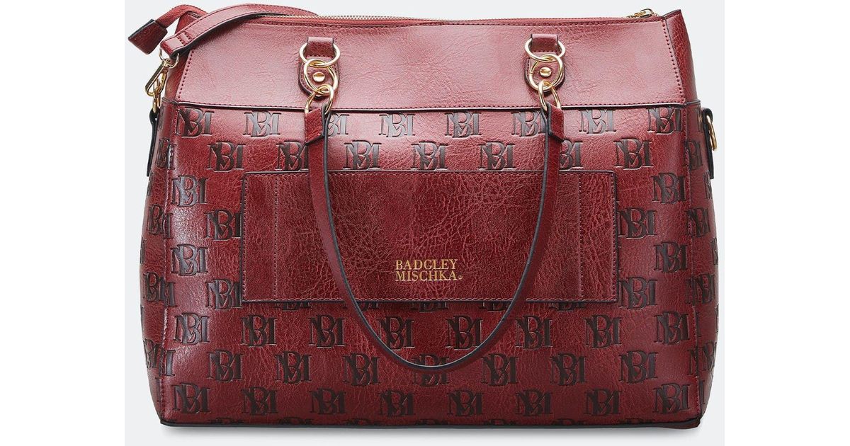 Badgley Mischka Madalyn Vegan Leather Weekender Tote Bag in Red Lyst