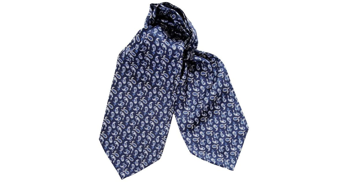 Elizabetta Lambrusco Navy Silk Ascot Cravat Tie in Blue | Lyst