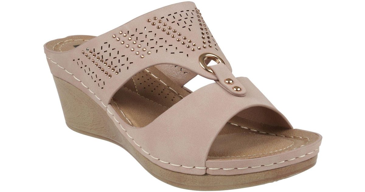 Gc Shoes Marbella Blush Wedge Sandals in Brown | Lyst
