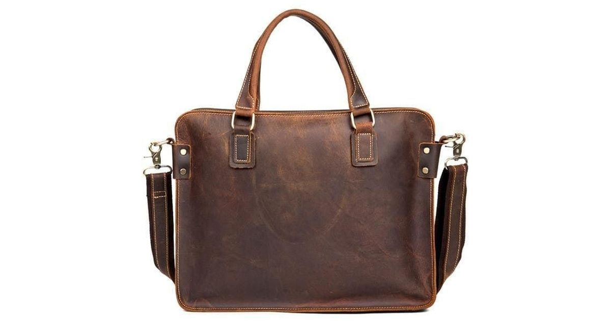 Steel Horse Leather The Viggo Briefcase in Brown Lyst