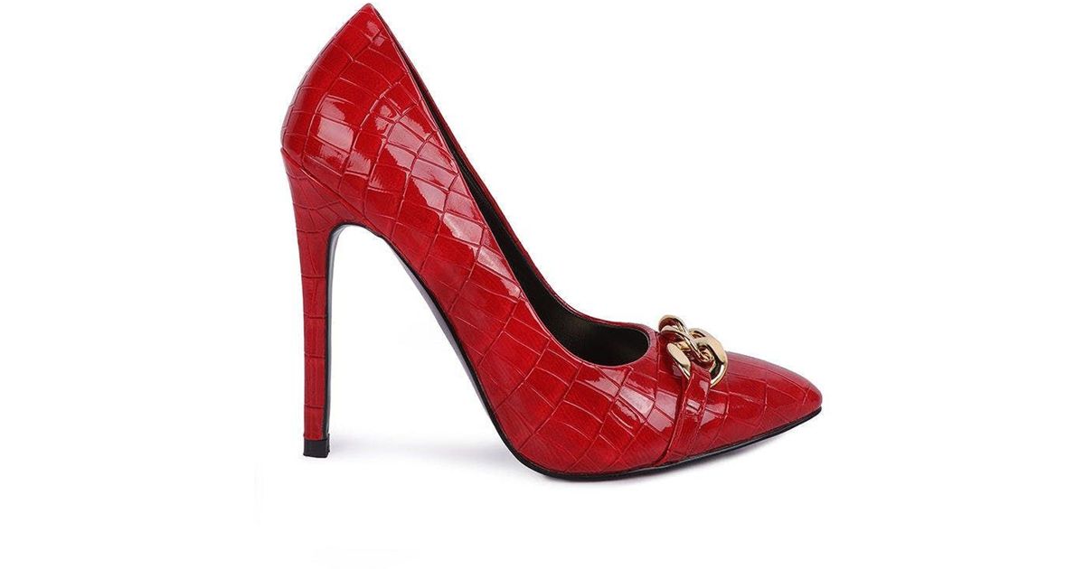 LONDON RAG Fanfare Croc Metal Chain Pump Heels in Red Lyst