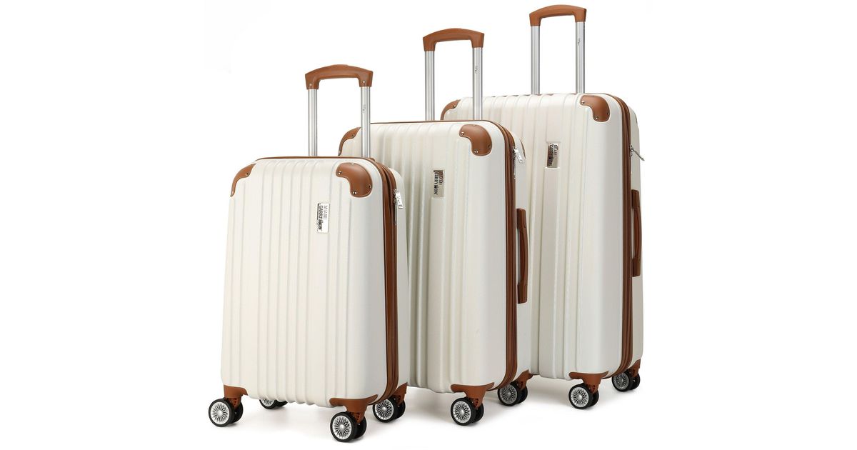 Miami Carryon Collins 3 Piece Expandable Retro Luggage Set in Natural