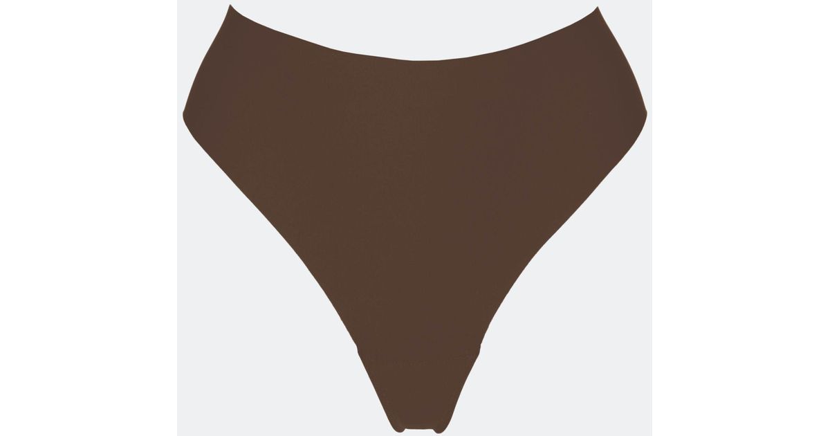 Jiv Athletics The Cameltoe Proof High Rise Thong In Brown Lyst