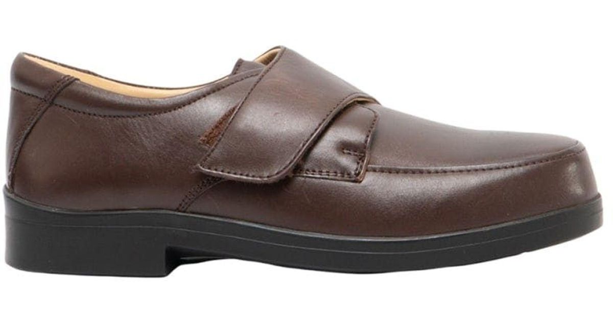 Roamers Extra Wide Fitting Touch Fastening Casual Shoes in Brown for