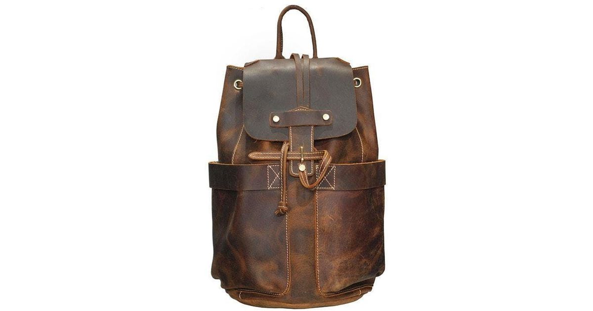 Steel Horse Leather The Olaf Rucksack, Vintage Leather Travel Backpack