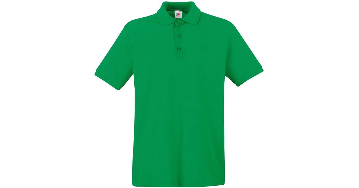 Fruit Of The Loom Premium Short Sleeve Polo Shirt in Green for Men | Lyst