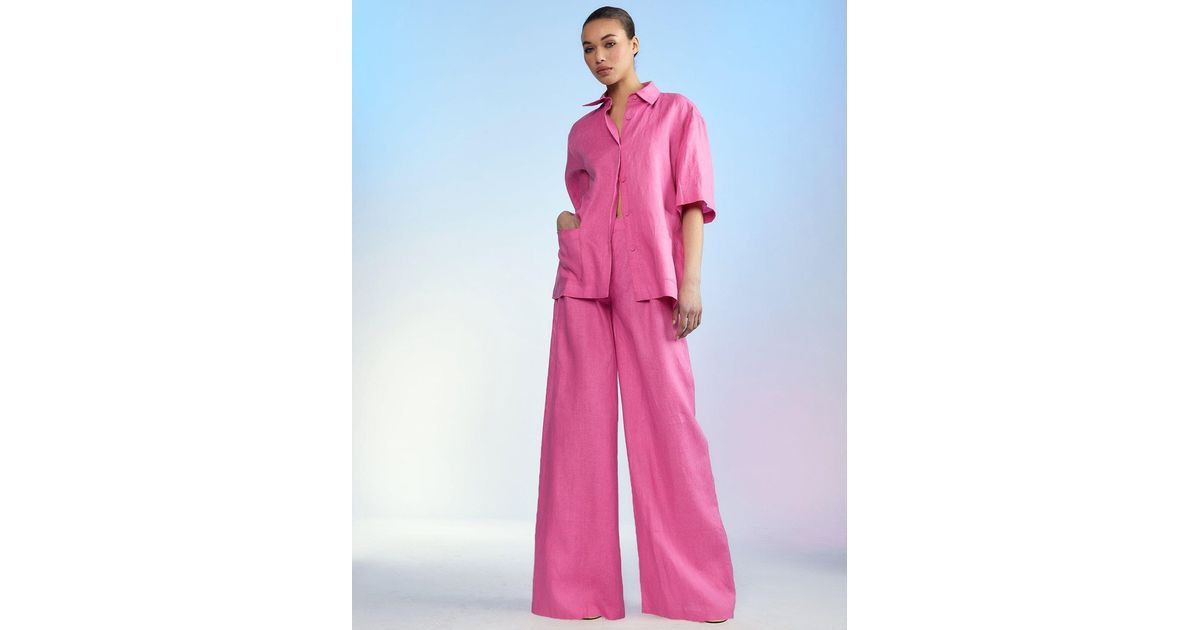 Cynthia Rowley Isola Linen Pants in Pink | Lyst